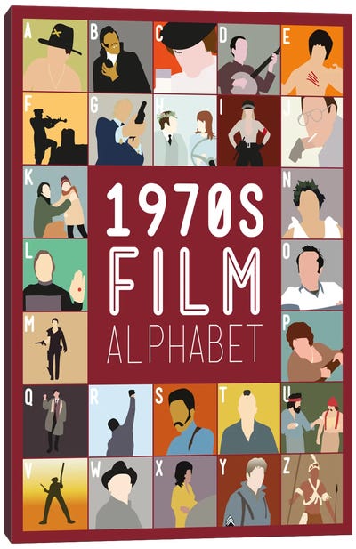1970s Film Alphabet Canvas Art Print - '70s TV & Movies
