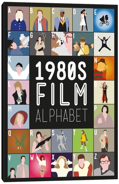 1980s Film Alphabet Canvas Art Print - Indiana Jones
