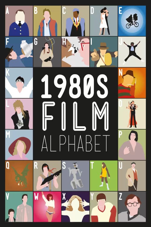 1980s Film Alphabet by Stephen Wildish wall art