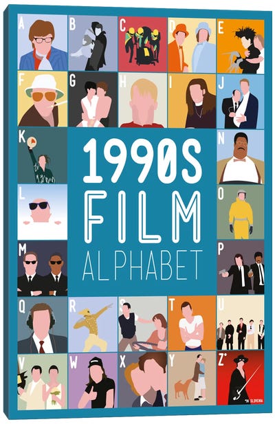 1990s Film Alphabet Canvas Art Print - Pulp Fiction