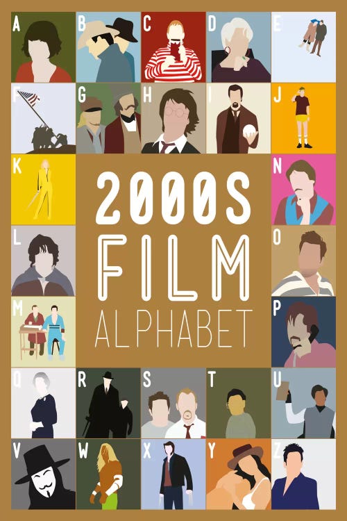 2000s Film Alphabet by Stephen Wildish wall art