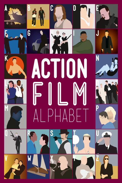 Action Film Alphabet by Stephen Wildish wall art