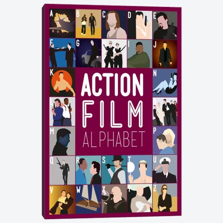 Action Film Alphabet Canvas Print #WLD85} by Stephen Wildish Canvas Artwork