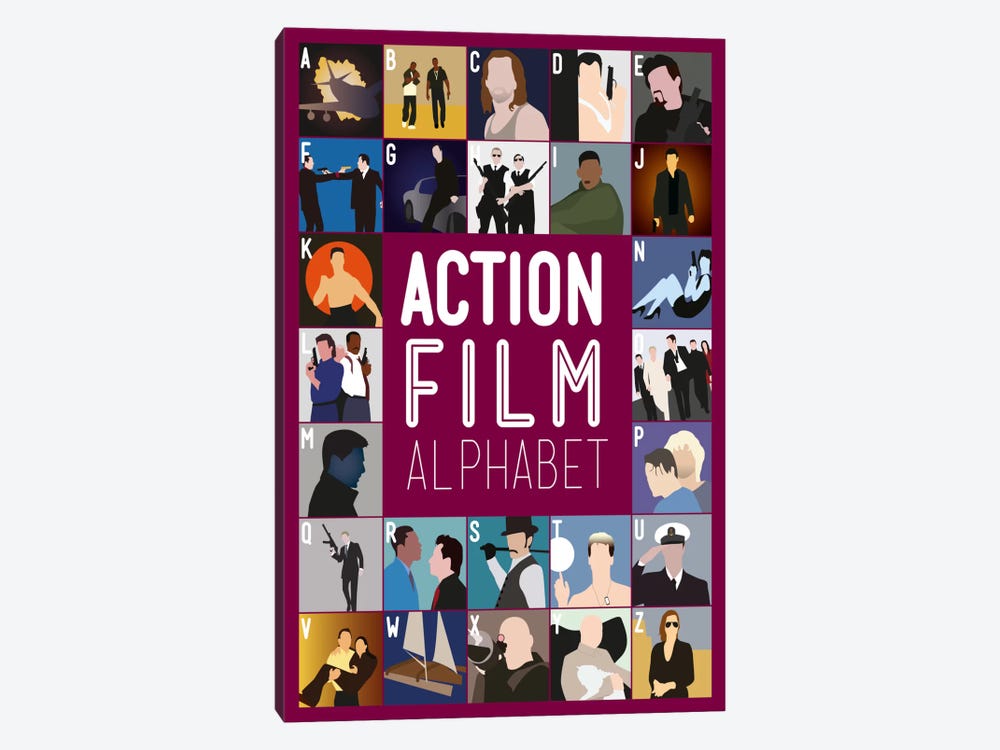 Action Film Alphabet by Stephen Wildish 1-piece Canvas Print