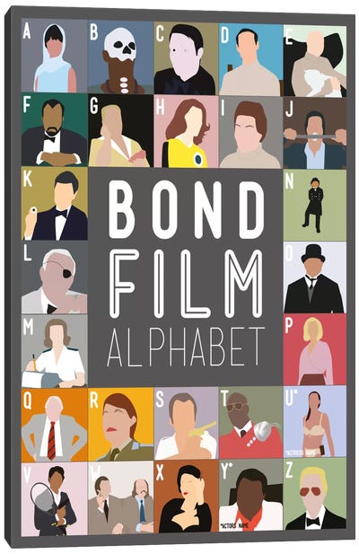 Bond Film Alphabet Canvas Art Print - Action & Adventure Movie Art