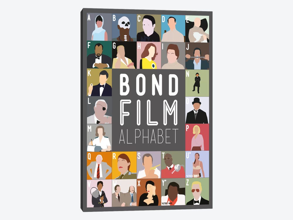 Bond Film Alphabet by Stephen Wildish 1-piece Canvas Art Print