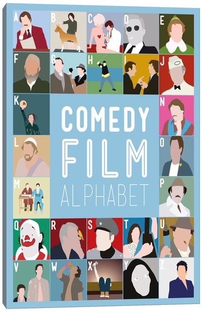 Comedy Film Alphabet Canvas Art Print - Stephen Wildish