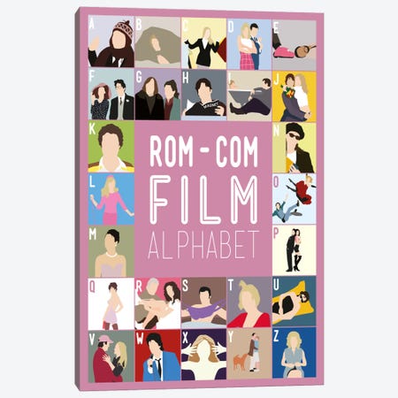 Rom-Com Film Alphabet Canvas Print #WLD96} by Stephen Wildish Art Print