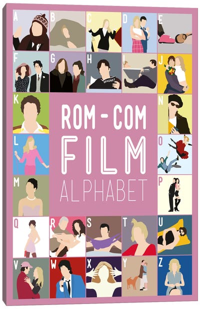 Rom-Com Film Alphabet Canvas Art Print
