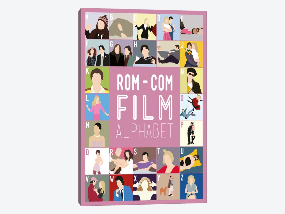 Rom-Com Film Alphabet by Stephen Wildish 1-piece Art Print