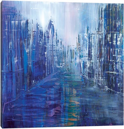 Streets of New York Canvas Art Print - International Klein Blue
