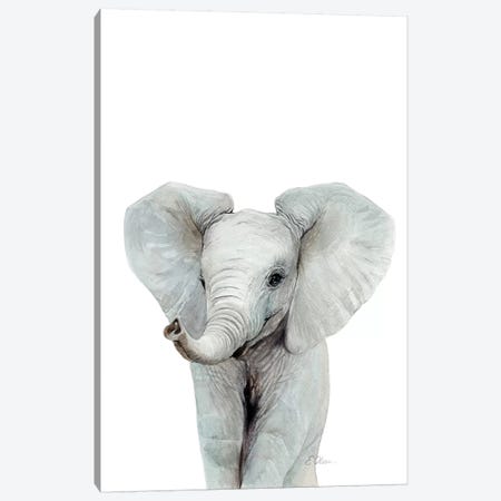 Baby Elephant Canvas Print #WLU100} by Watercolor Luv Canvas Print