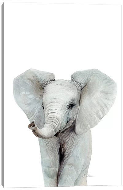 Baby Elephant Canvas Art Print - Elephant Art