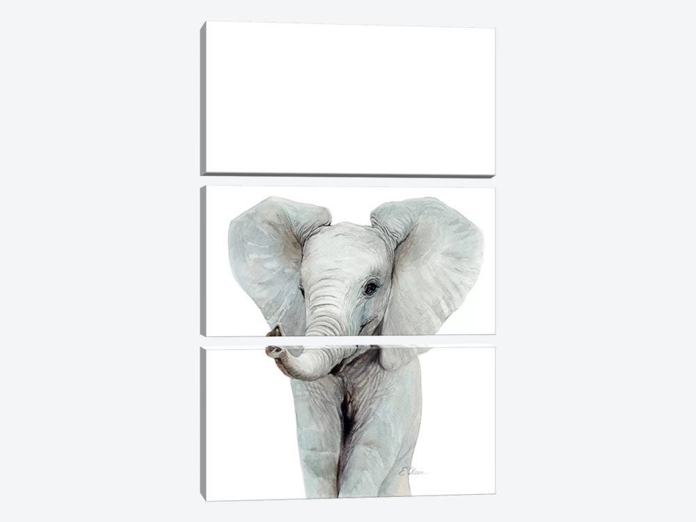 Baby Elephant by Watercolor Luv 3-piece Canvas Print
