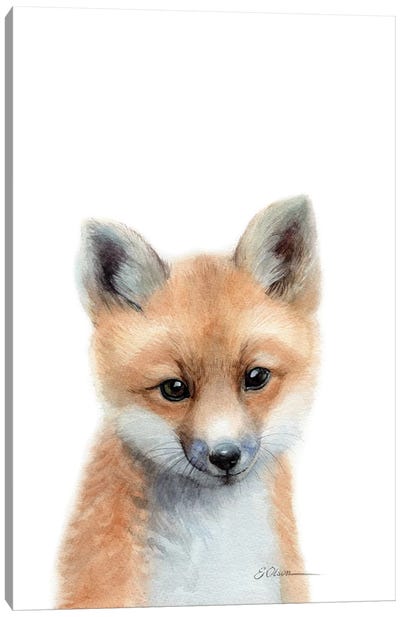 Baby Fox Canvas Art Print - Watercolor Luv