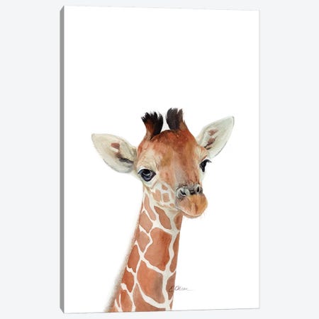 Baby Giraffe Canvas Print #WLU102} by Watercolor Luv Canvas Print