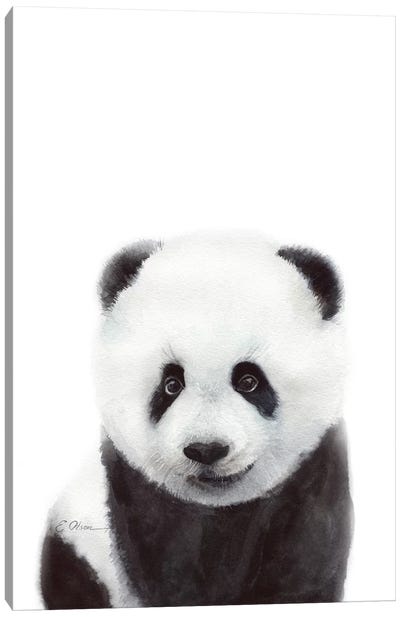 Baby Panda Canvas Art Print - Watercolor Luv