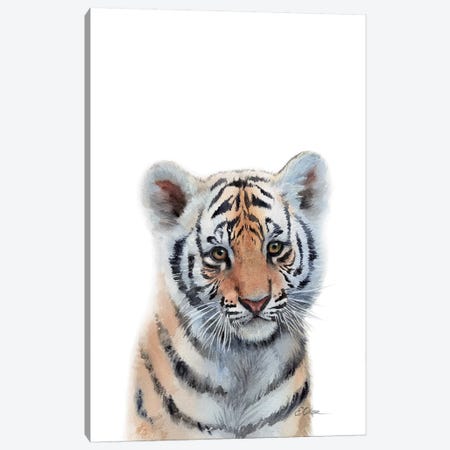 Baby Tiger Canvas Print #WLU108} by Watercolor Luv Canvas Art Print
