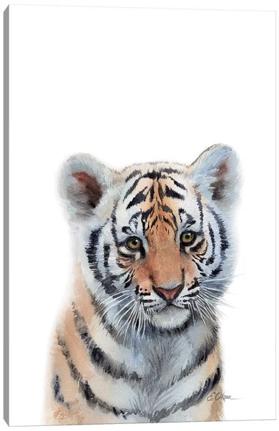 Baby Tiger Canvas Art Print - Watercolor Luv