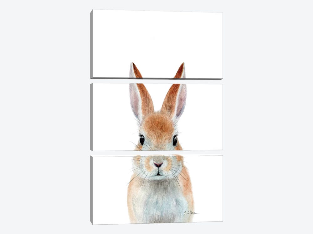Rabbit Ears by Watercolor Luv 3-piece Canvas Art Print