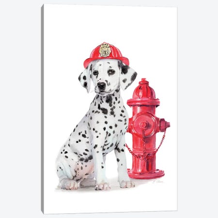 Fire Station Pal Canvas Print #WLU115} by Watercolor Luv Art Print