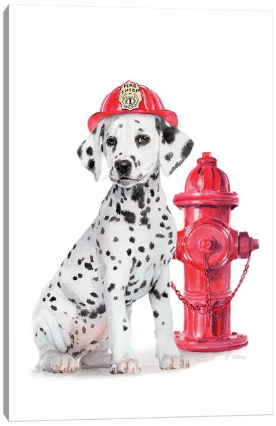 Fire Station Pal Canvas Art Print - Puppy Art