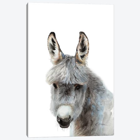 Baby Donkey Canvas Print #WLU116} by Watercolor Luv Canvas Art Print