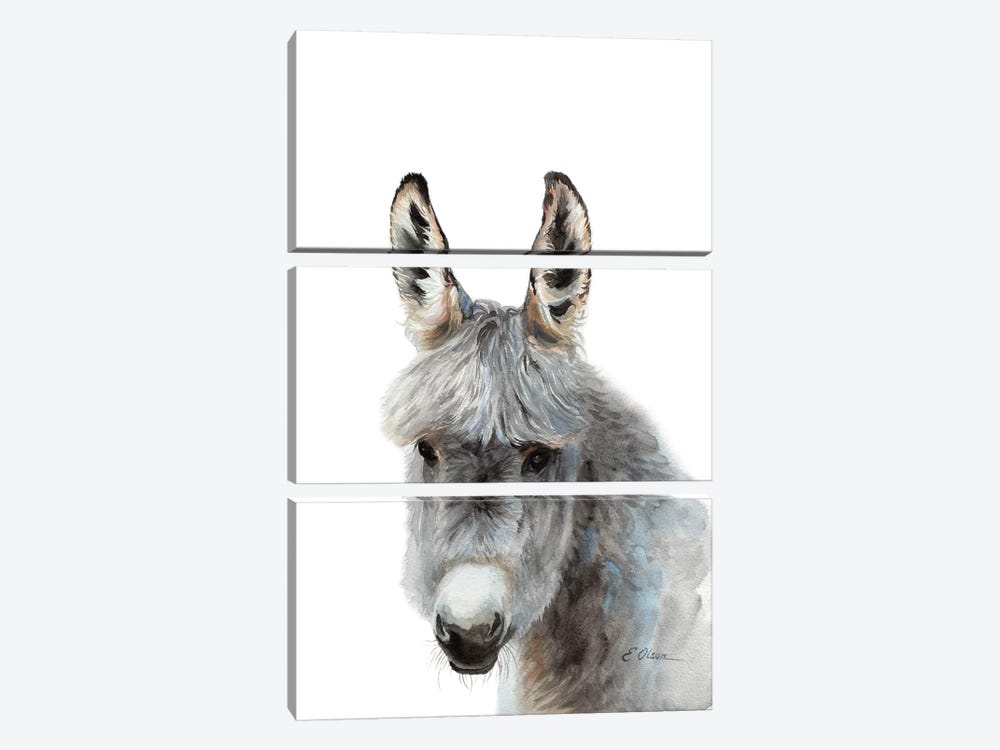 Baby Donkey by Watercolor Luv 3-piece Canvas Artwork