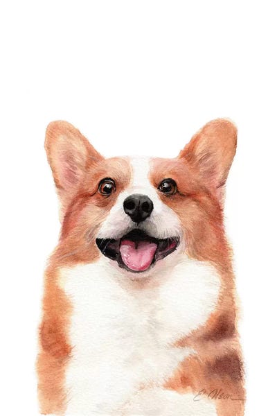 Corgis: Happy Corgi by Watercolor Luv