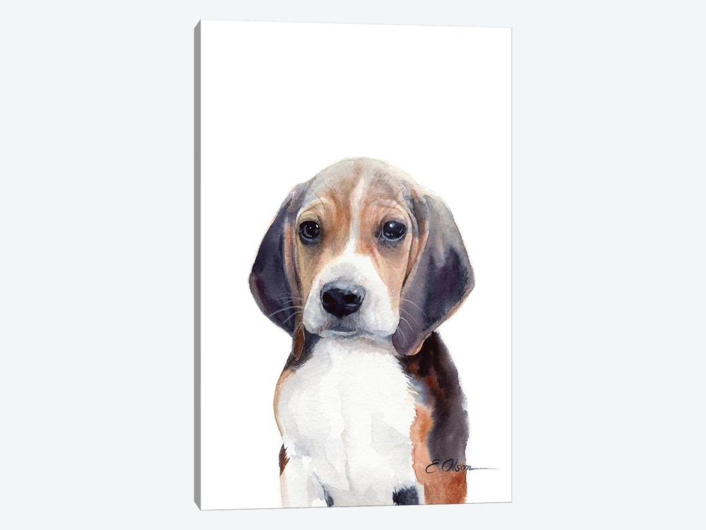 Beagle Puppy by Watercolor Luv 1-piece Canvas Art Print