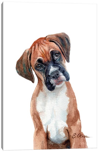 Boxer Puppy Canvas Art Print - Watercolor Luv