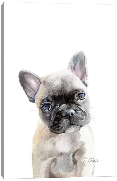 French Bulldog Puppy Canvas Art Print - Watercolor Luv