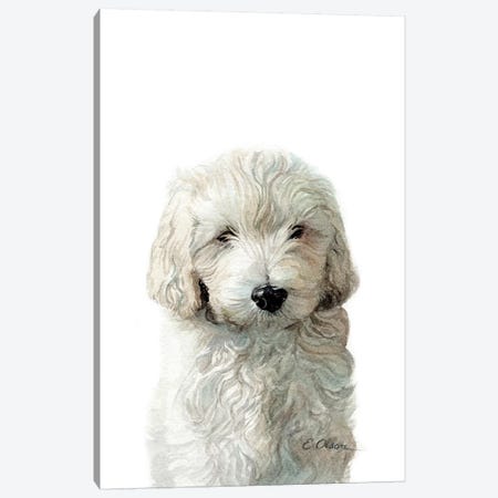 Golden Doodle Puppy Canvas Print #WLU36} by Watercolor Luv Canvas Artwork