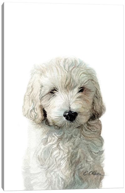 Golden Doodle Puppy Canvas Art Print - Watercolor Luv