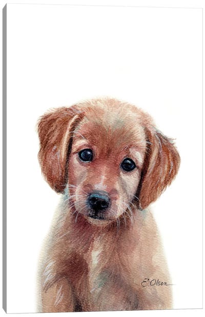 Golden Retriever Puppy Canvas Art Print - Watercolor Luv