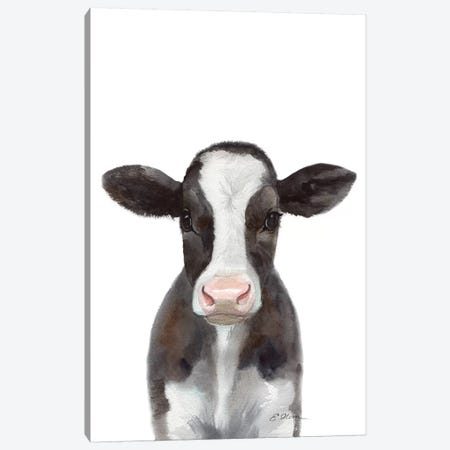 Holstein Calf Canvas Print #WLU40} by Watercolor Luv Canvas Artwork