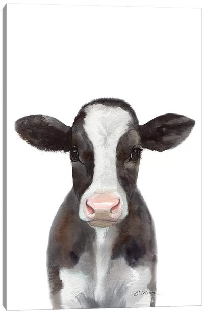 Holstein Calf Canvas Art Print - Watercolor Luv