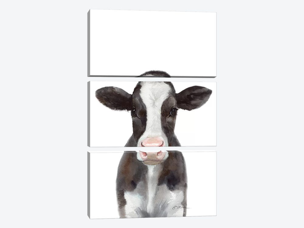 Holstein Calf by Watercolor Luv 3-piece Canvas Wall Art