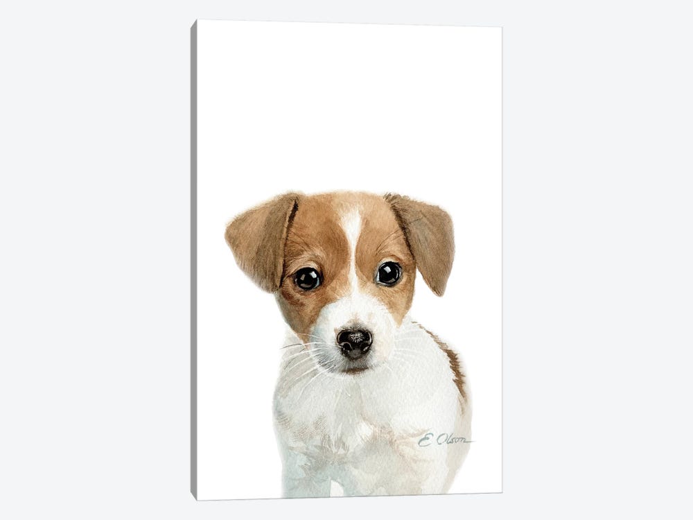 Jack Russell Terrier Puppy by Watercolor Luv 1-piece Art Print