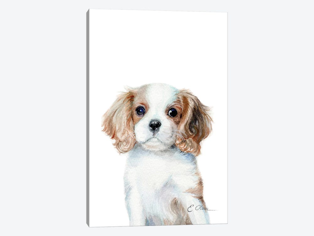 King Charles Cavalier Spaniel Puppy by Watercolor Luv 1-piece Canvas Artwork