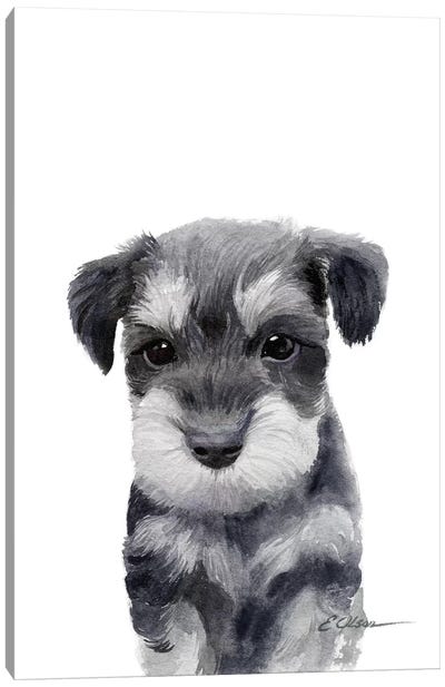Miniature Schnauzer Puppy Canvas Art Print - Watercolor Luv