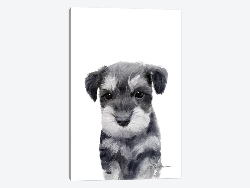 Miniature Schnauzer Puppy by Watercolor Luv 1-piece Art Print