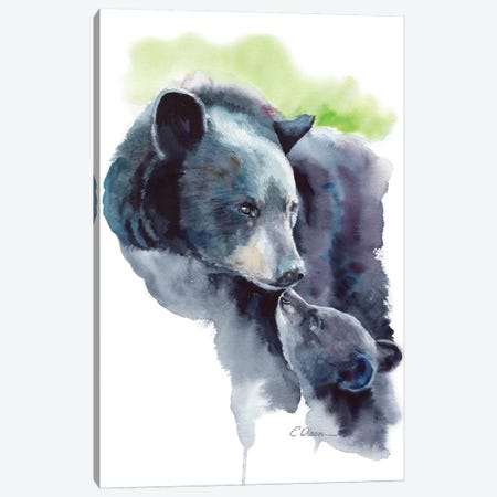 Mother and Baby Bears Canvas Print #WLU51} by Watercolor Luv Canvas Art Print