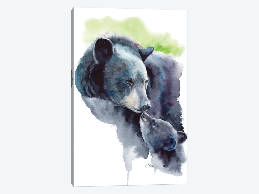 Mother and Baby Bears by Watercolor Luv 1-piece Canvas Wall Art