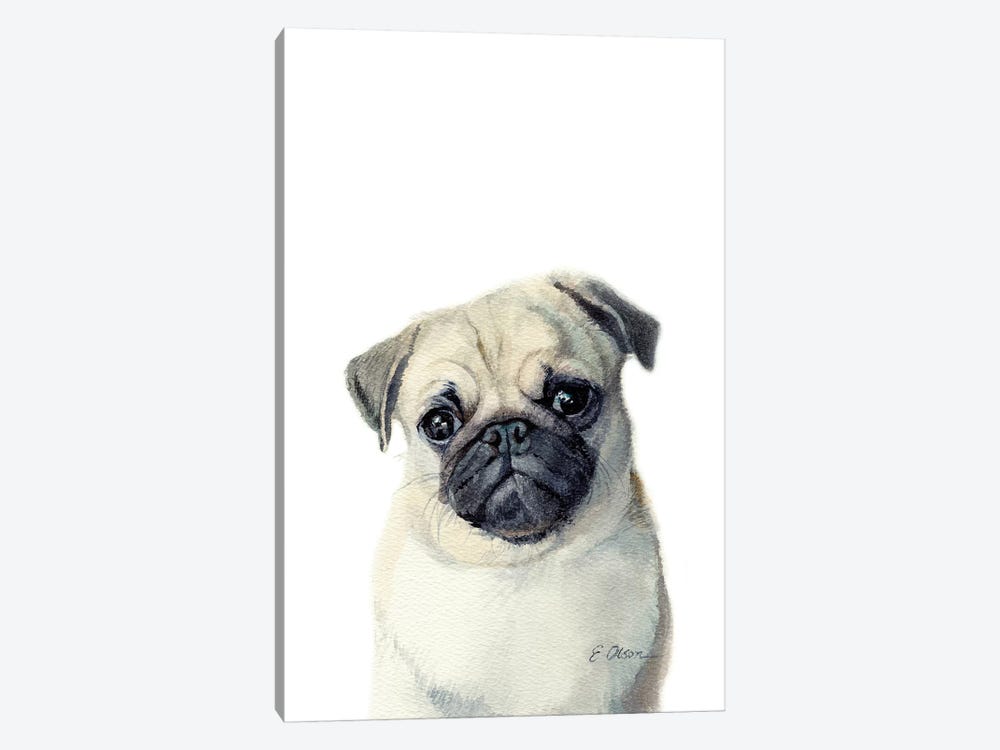 Pug Puppy by Watercolor Luv 1-piece Canvas Print