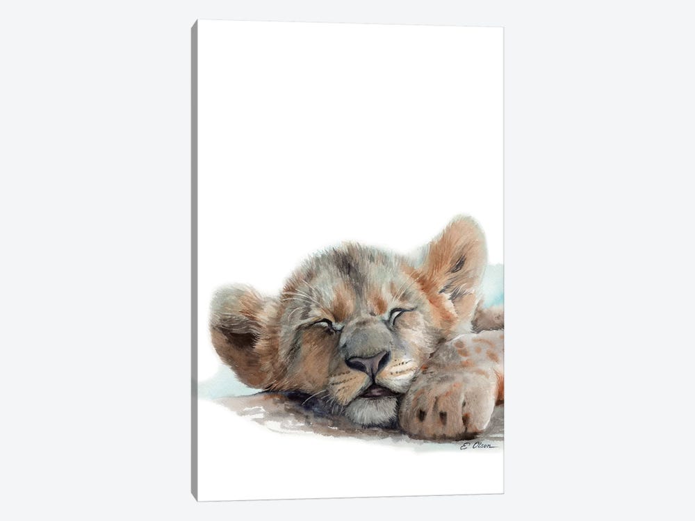 Sleeping Baby Lion by Watercolor Luv 1-piece Canvas Art Print