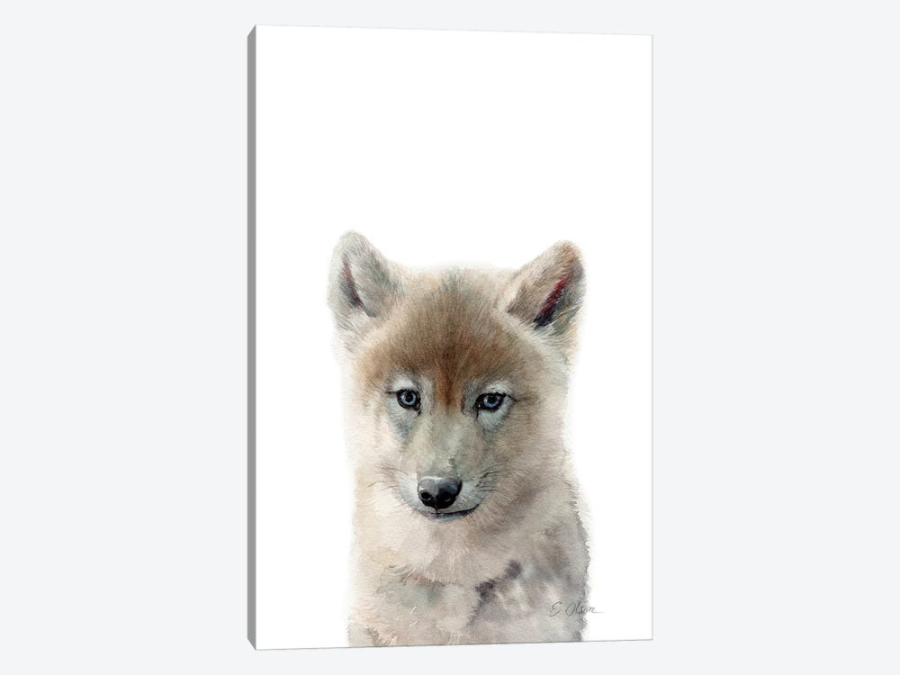Baby Wolf by Watercolor Luv 1-piece Canvas Artwork