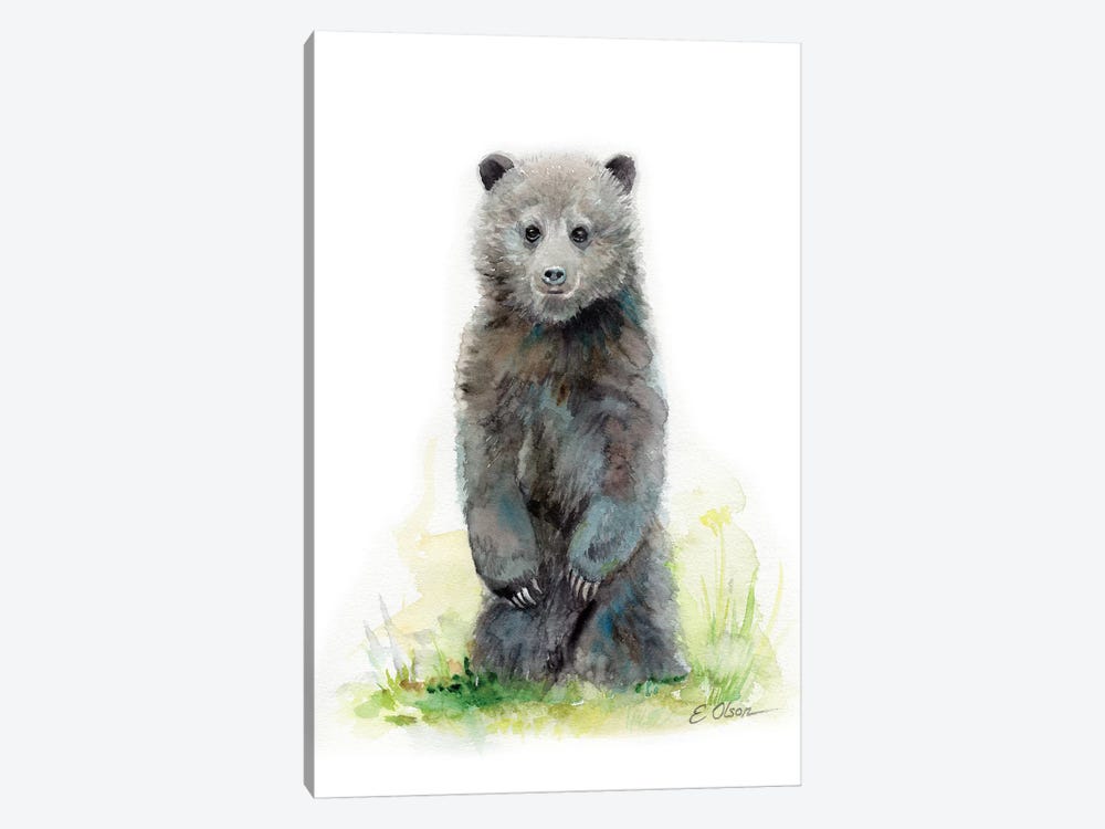 Woodland Baby Bear Cub by Watercolor Luv 1-piece Canvas Art Print