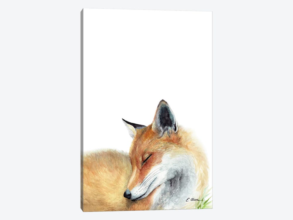 Woodland Sleeping Fox by Watercolor Luv 1-piece Canvas Wall Art