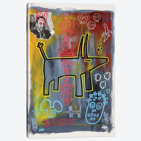 Random Collage No. LV (Yellow Dog) Canvas Print #WLW14} by Well Well Canvas Art